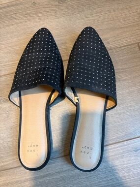 a new day Black Pointed-Toe Slip-On Mules with Silver Studs